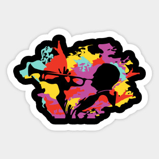 Fancy Colorful Trumpet Player Sticker